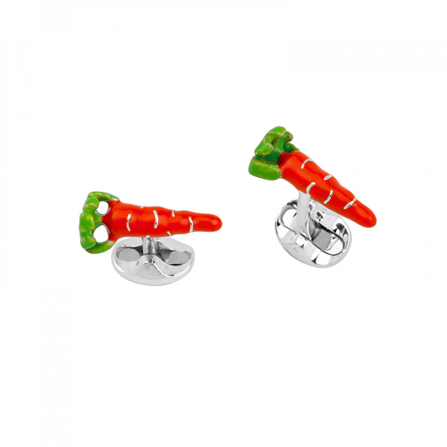 Silver Carrot Cufflinks with Orange Enamel - Deakin & Francis | EB London