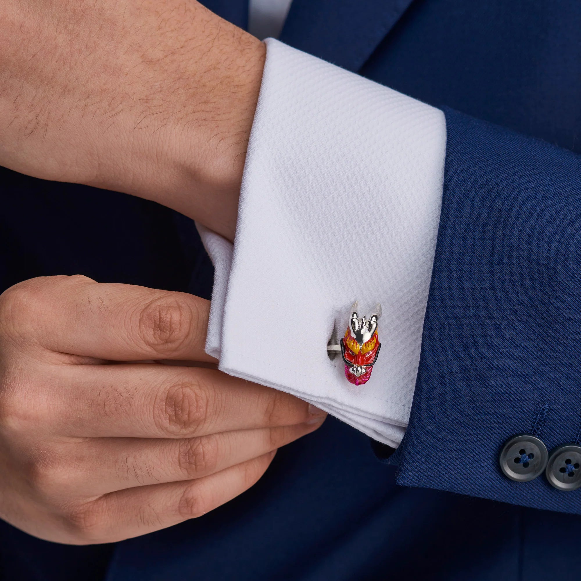 Dragon Cufflinks with Ruby Eyes and Enamel - Deakin & Francis | EB London