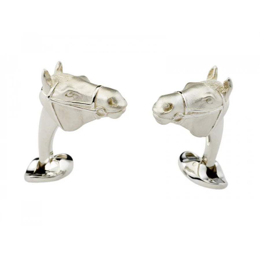 Silver Horse Head Cufflinks for Racing Enthusiasts - Deakin & Francis | EB London