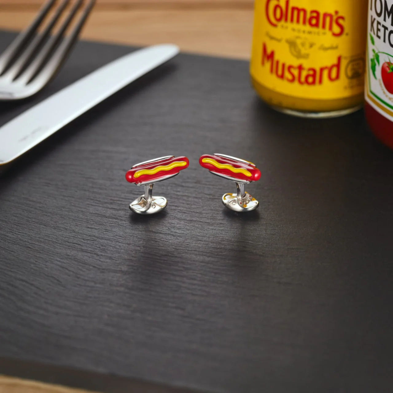 Silver Hotdog Cufflinks - Deakin & Francis | EB London