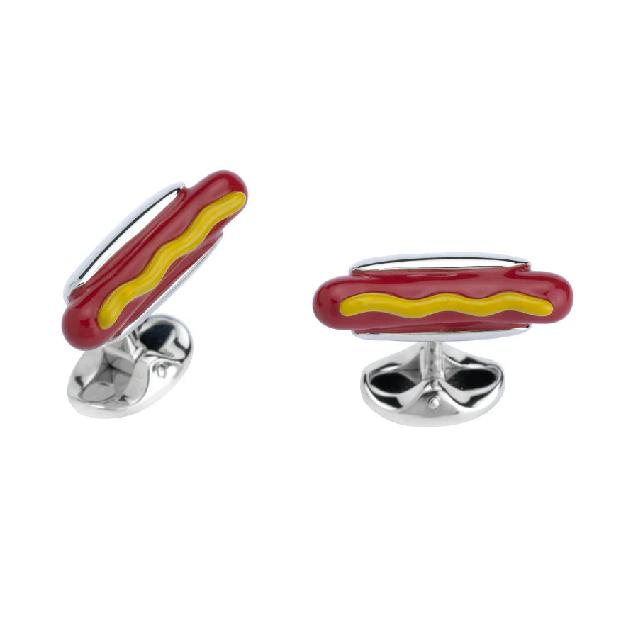 Luxury Sterling Silver Hotdog Cufflinks - Deakin & Francis | EB London