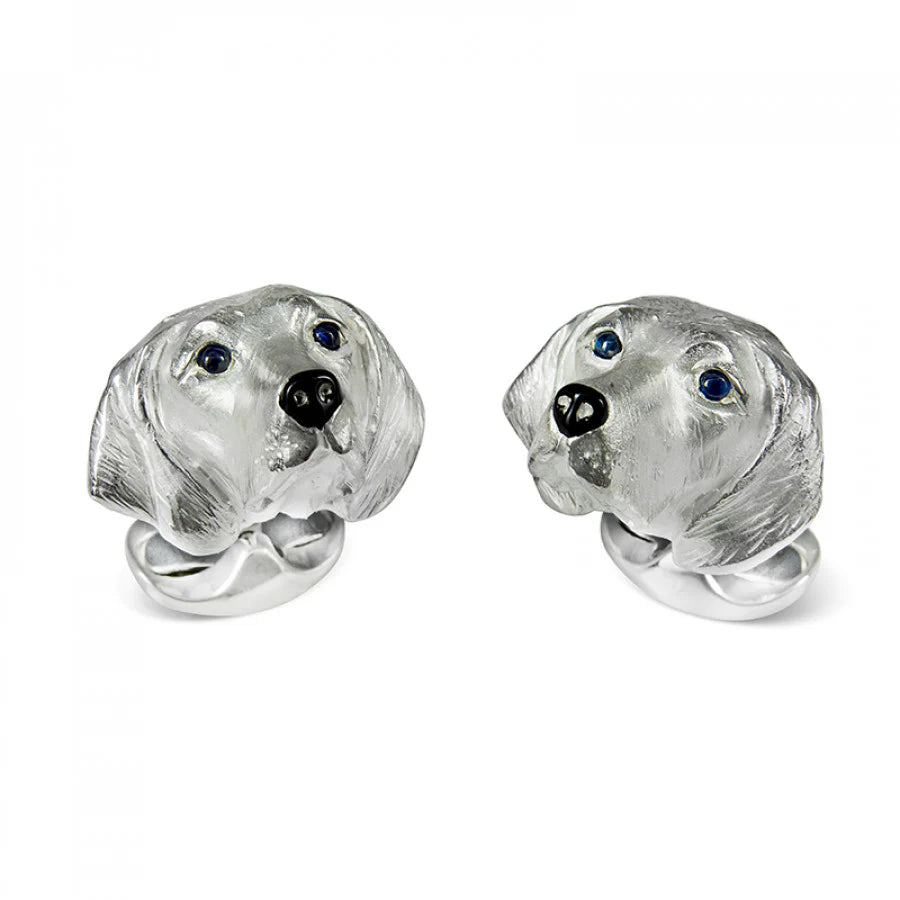 Sterling Silver Hungarian Vizsla Cufflinks with Sapphire Eyes - Deakin & Francis | EB London
