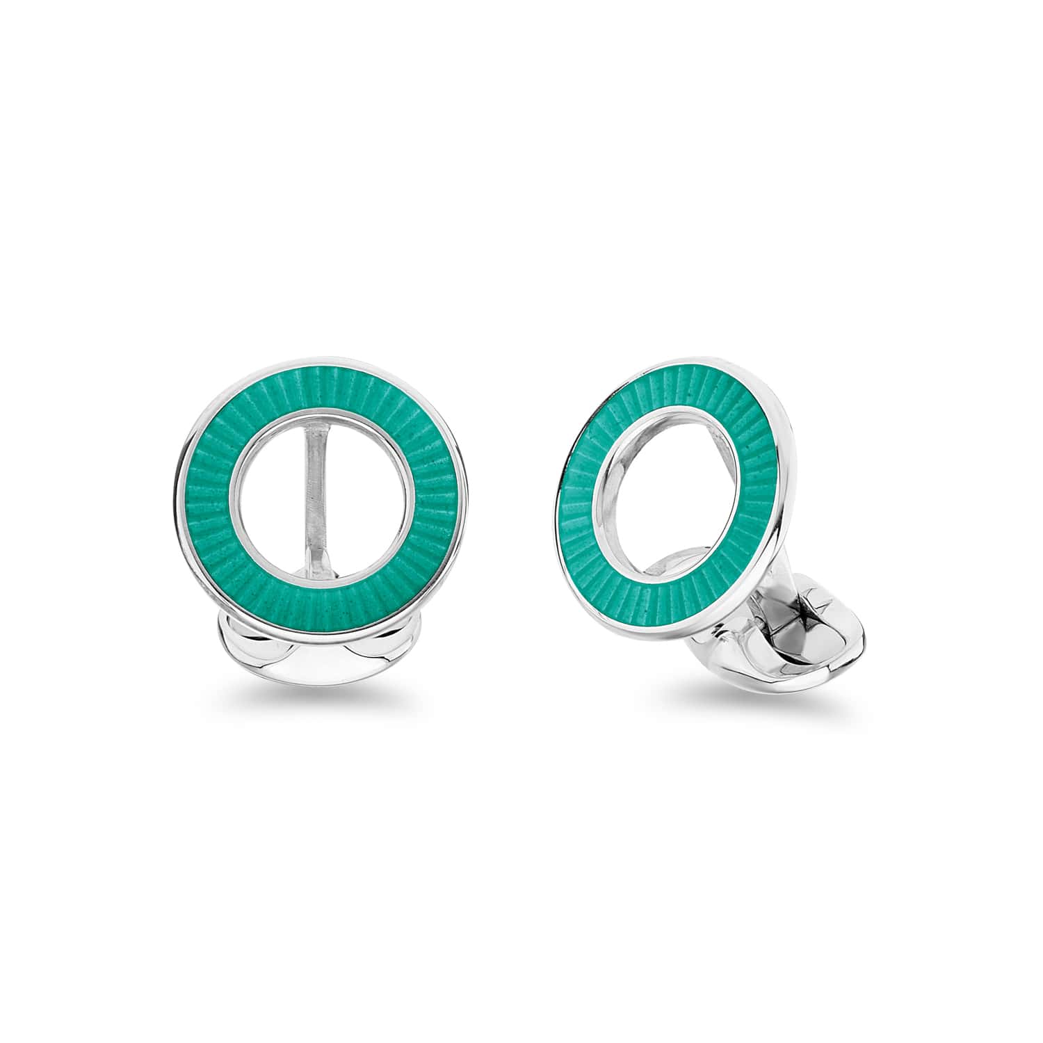 Luxury Sterling Silver Light Blue Enamel Faceted Cufflinks - Deakin & Francis | EB London