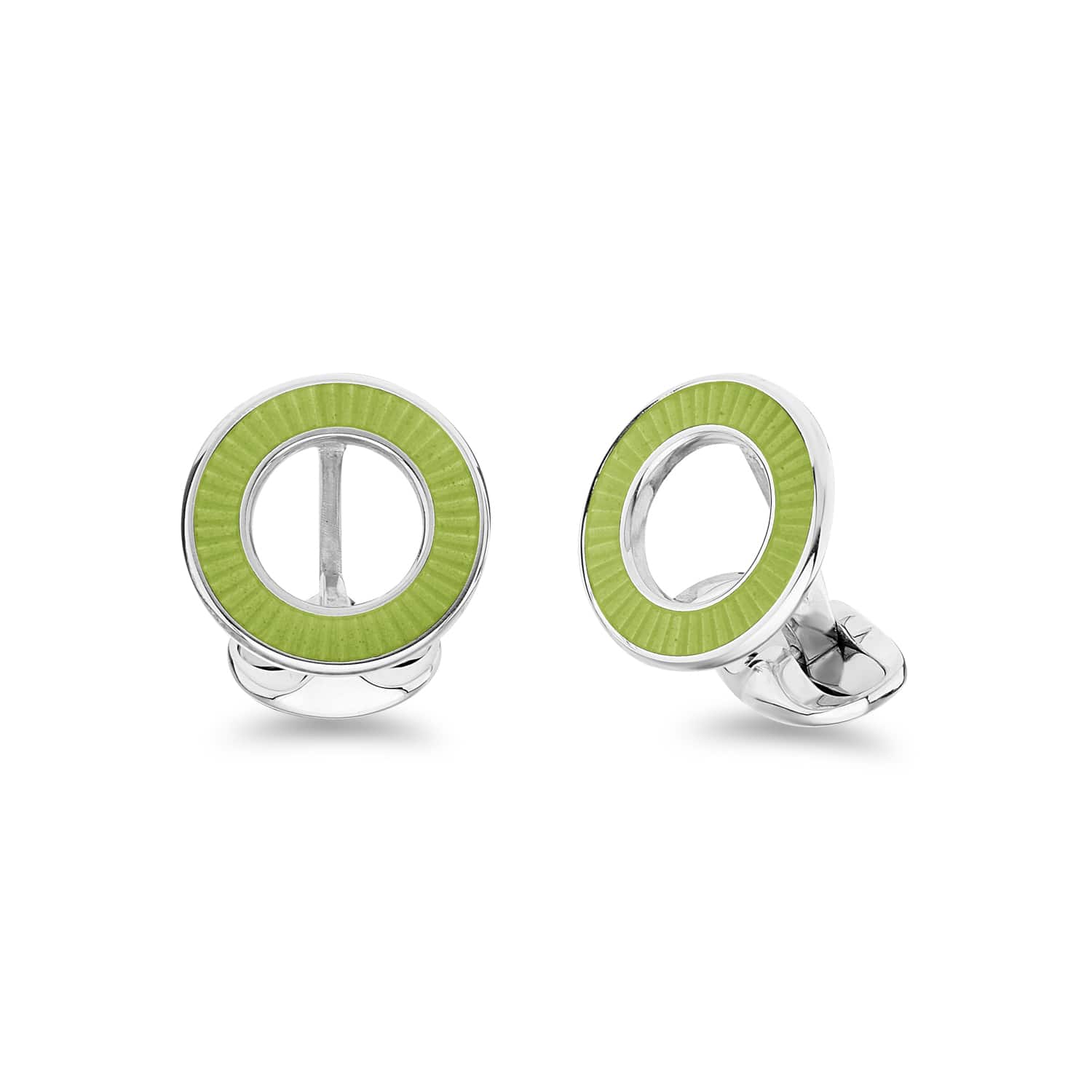 Luxury Sterling Silver Lime Green Enamel Faceted Cufflinks - Deakin & Francis | EB London