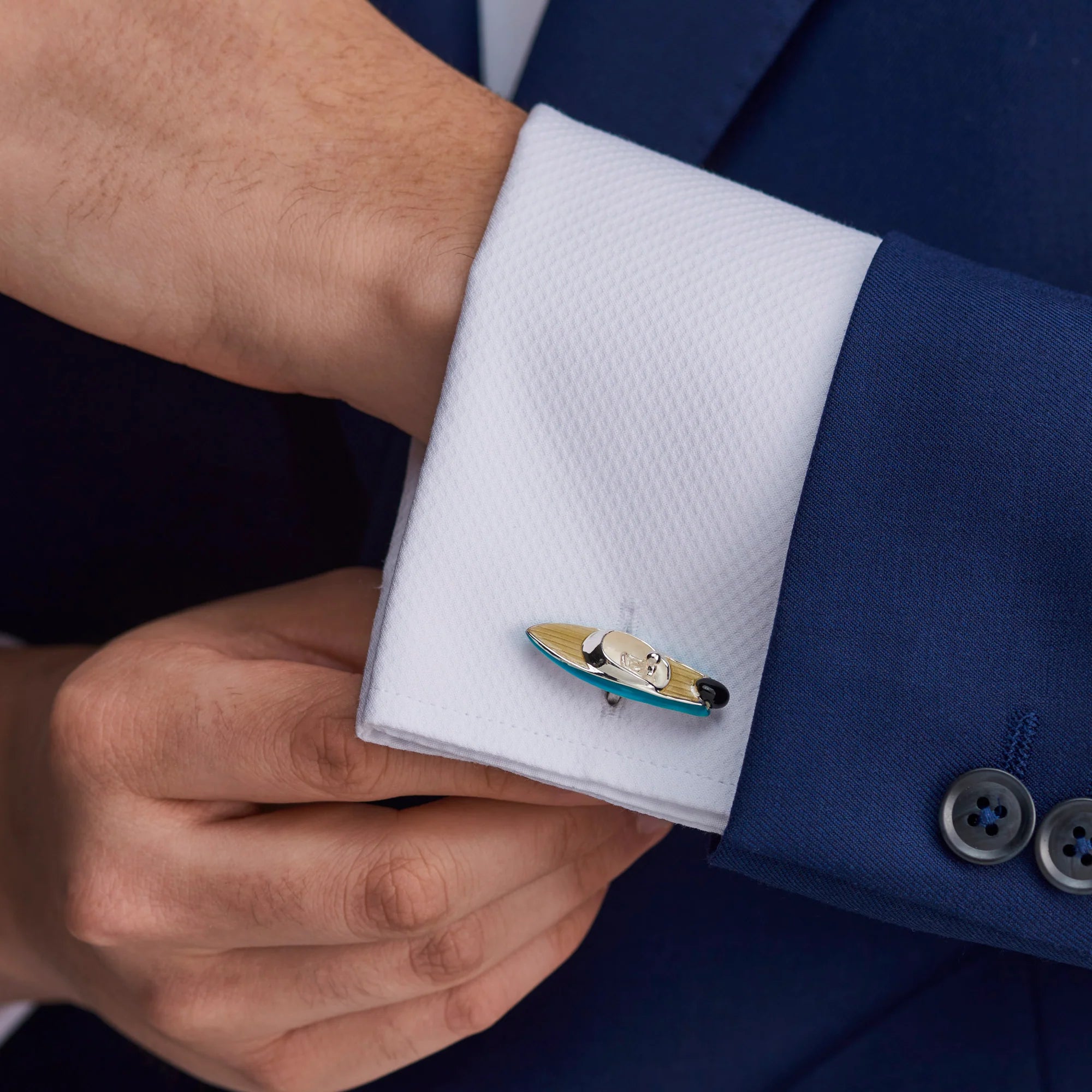 Silver Luxury Speed Boat Cufflinks – Deakin & Francis - EB London