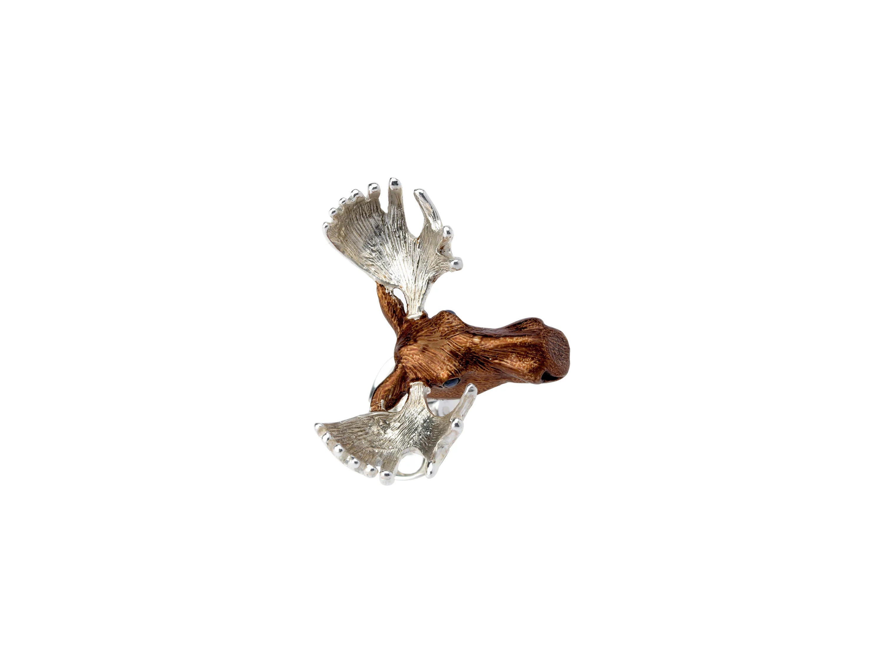 Silver Moose Head Cufflinks with Brown Enamel – Deakin & Francis - EB London