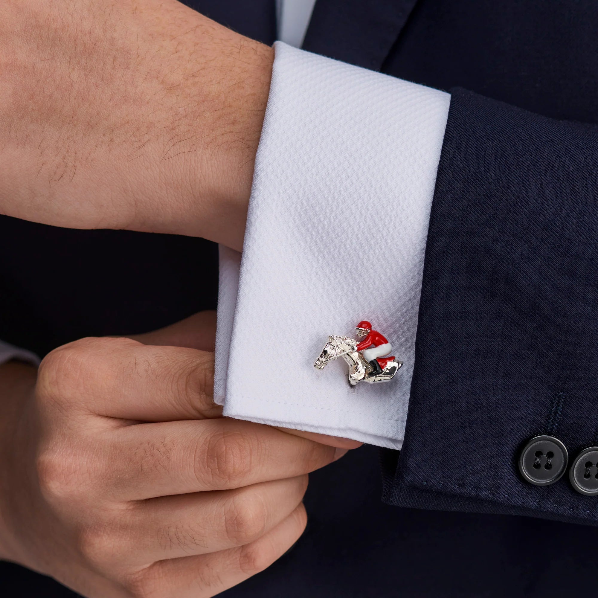 Silver Moving Jockey Cufflinks – Deakin & Francis - EB London