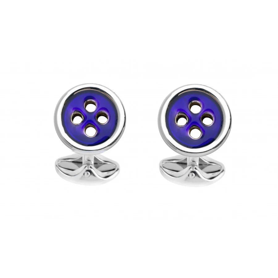 Sterling Silver Navy Blue Button Cufflinks – Deakin & Francis - EB London