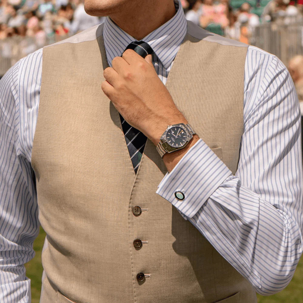 Navy Blue Sky Blue and Silver Enamel Cufflinks - Deakin & Francis | EB London