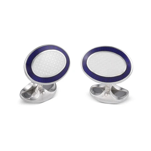 Sterling Silver Navy Blue Enamel Cufflinks - Deakin & Francis - EB London
