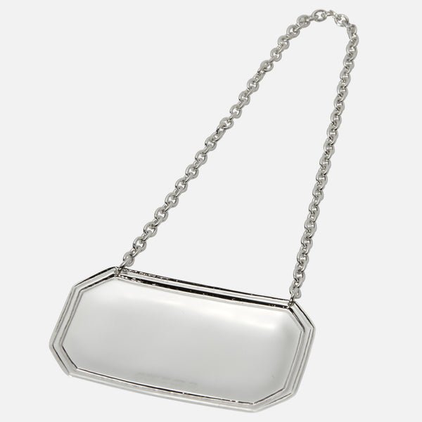 Sterling Silver Octagonal Decanter Label - Carrs Silver - EB London