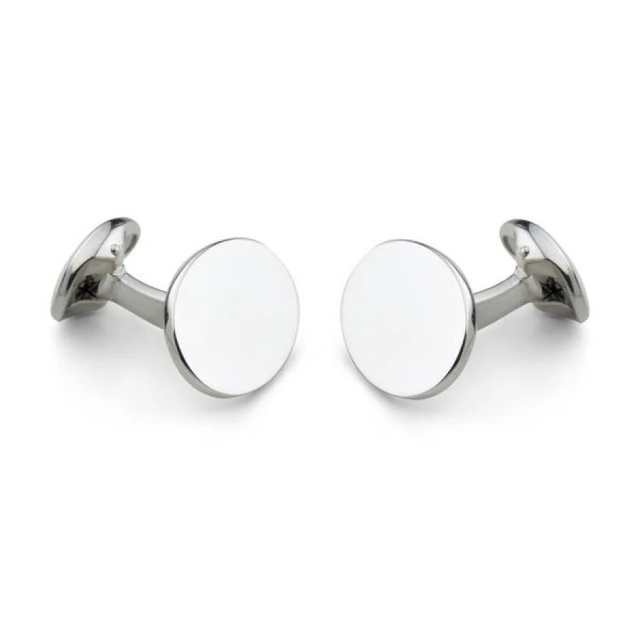 Sterling silver plain oval cufflinks with engraving option by Deakin & Francis at EB London