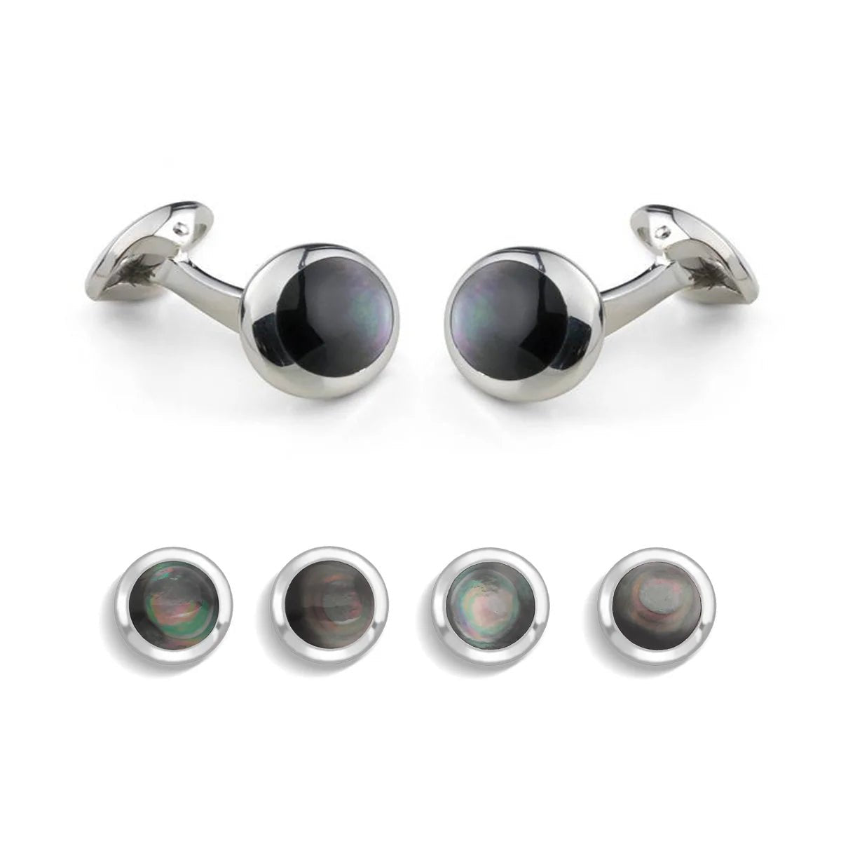 Sterling Silver Oval Grey Mother - of - Pearl Dress Set – Deakin & Francis - EB London