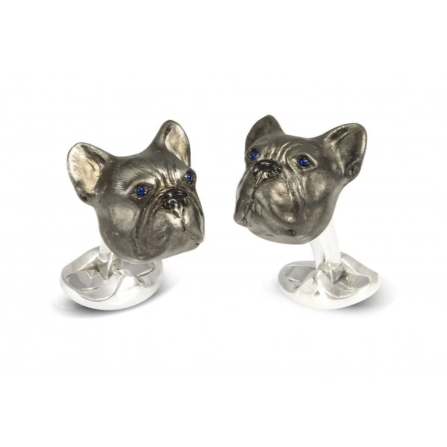 Sterling Silver Oxidised French Bulldog Cufflinks – Deakin & Francis - EB London