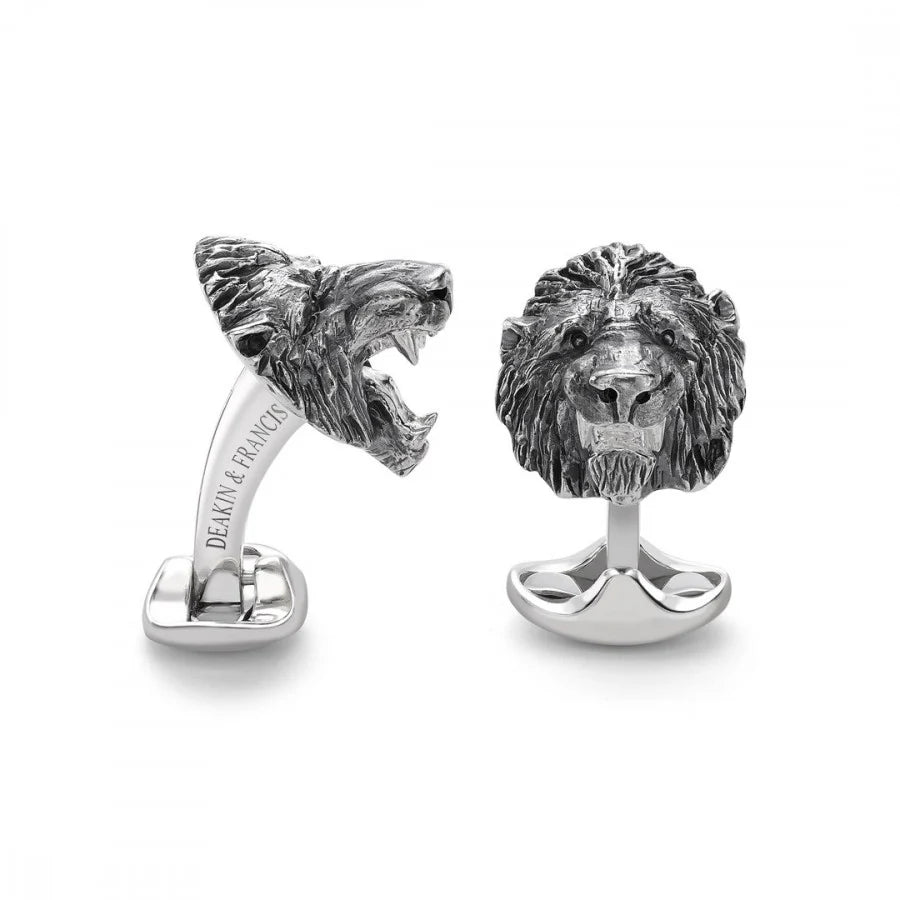 Sterling Silver Oxidised Lion Head Cufflinks – Deakin & Francis - EB London
