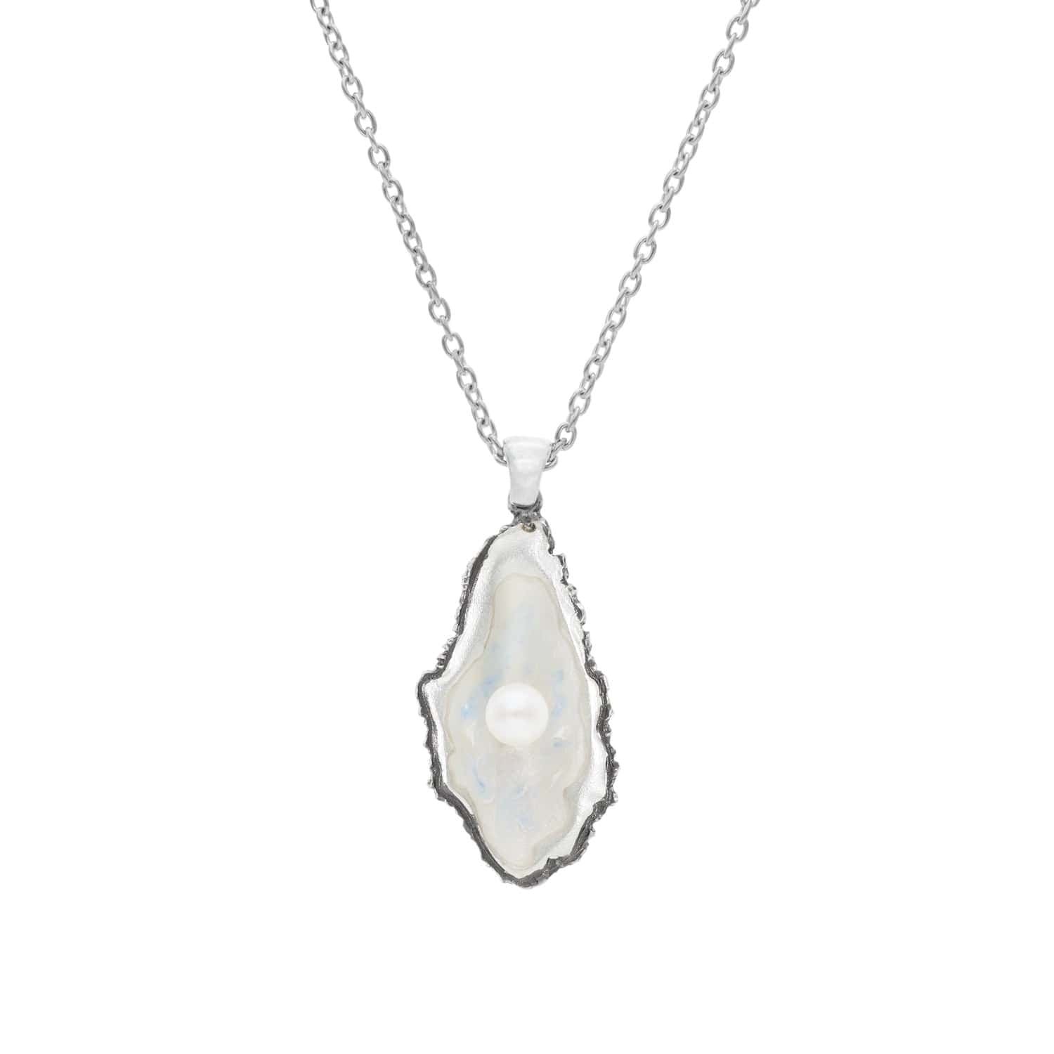 Sterling Silver Oxidised Oyster And Pearl Pendant – Deakin & Francis - EB London