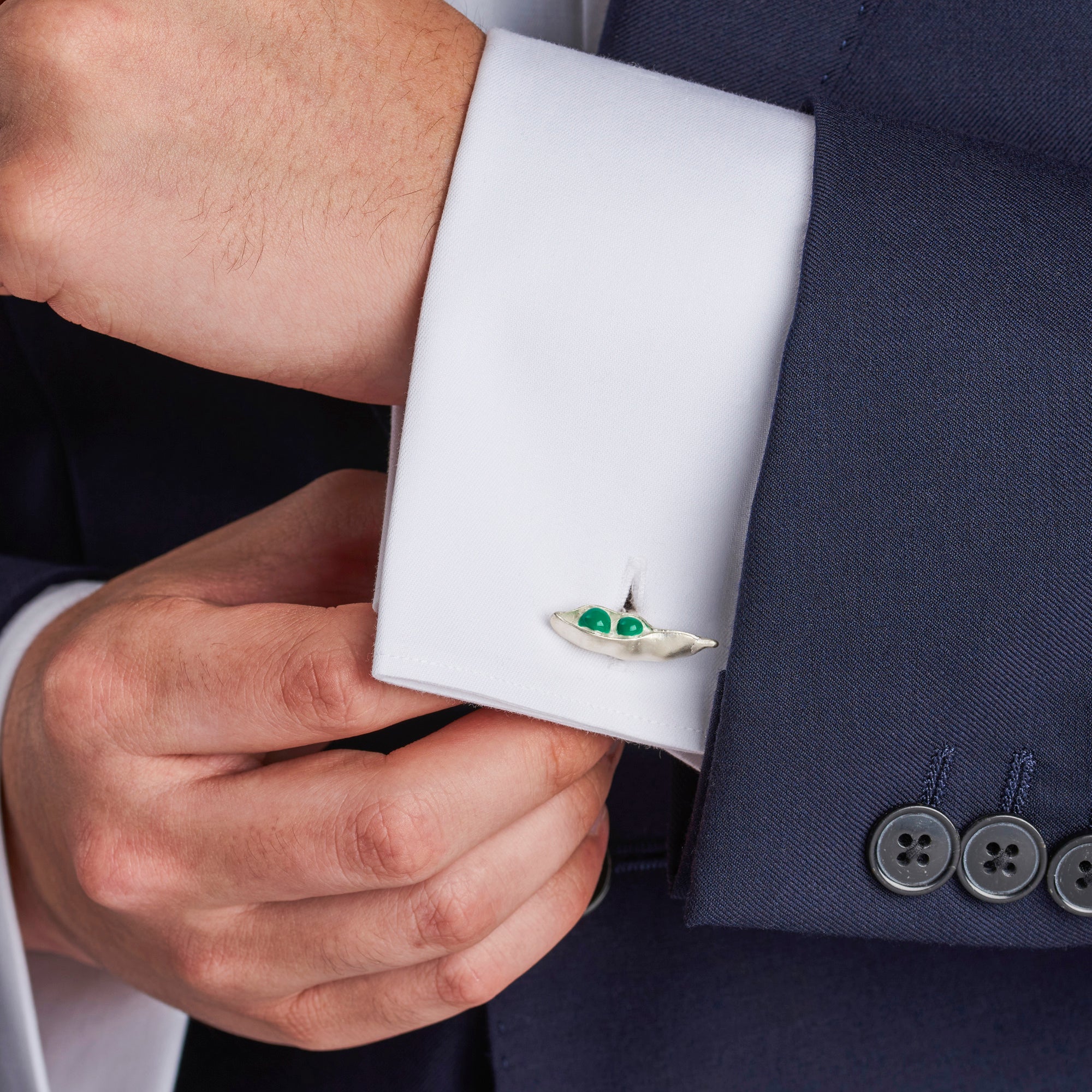 Sterling Silver Peas in a Pod Cufflinks - Deakin & Francis | EB London