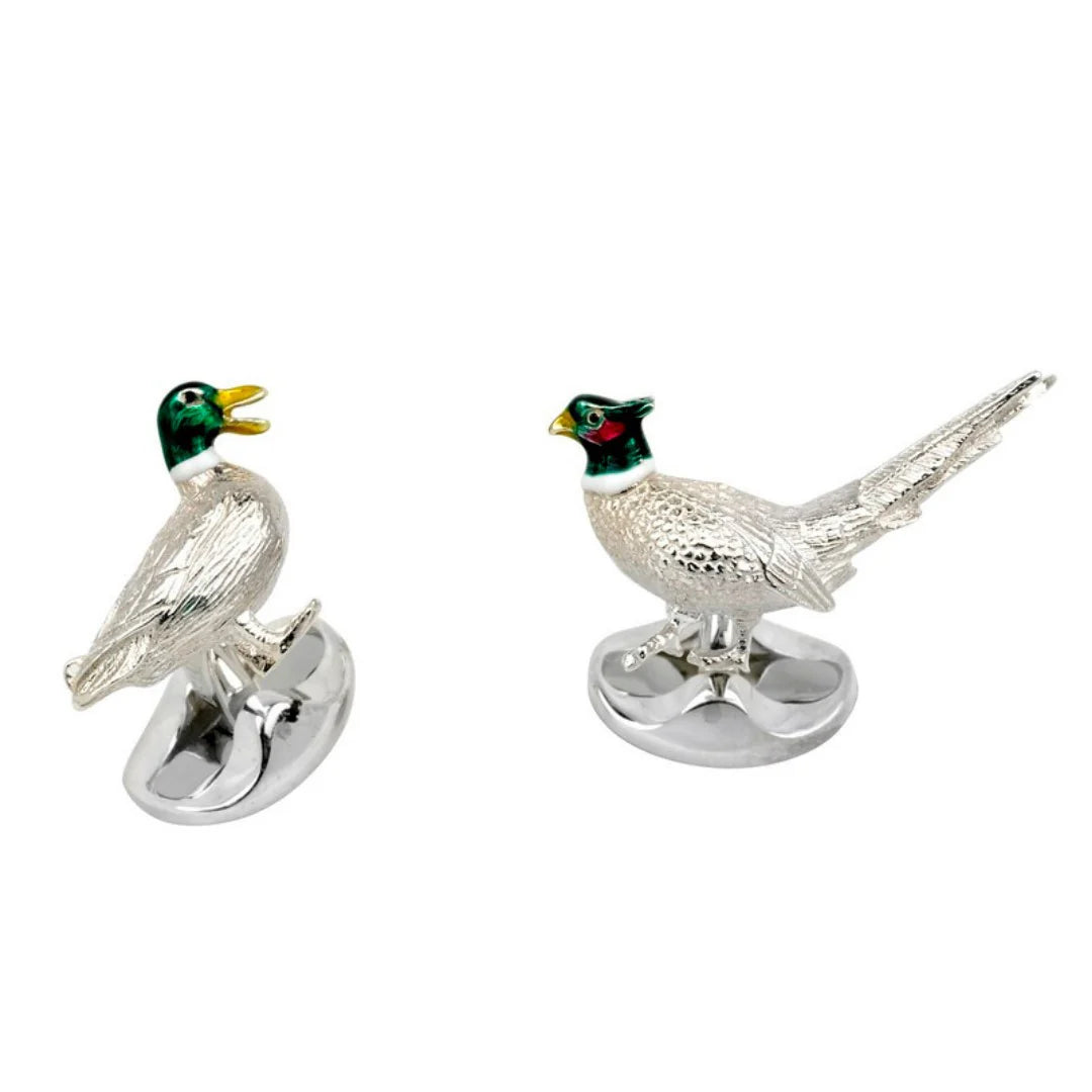 Silver Pheasant and Duck Cufflinks - Deakin & Francis | EB London