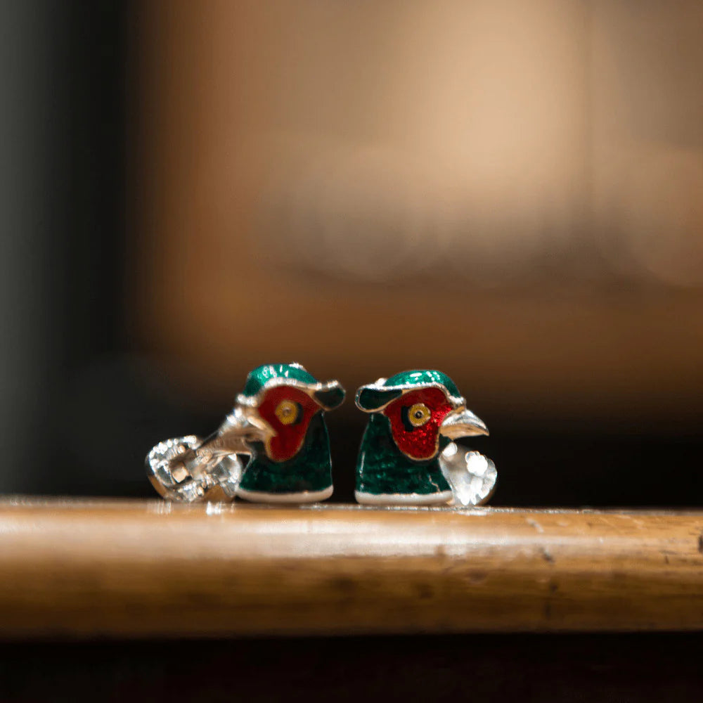 Sterling Silver Pheasant Head Cufflinks - Deakin & Francis | EB London