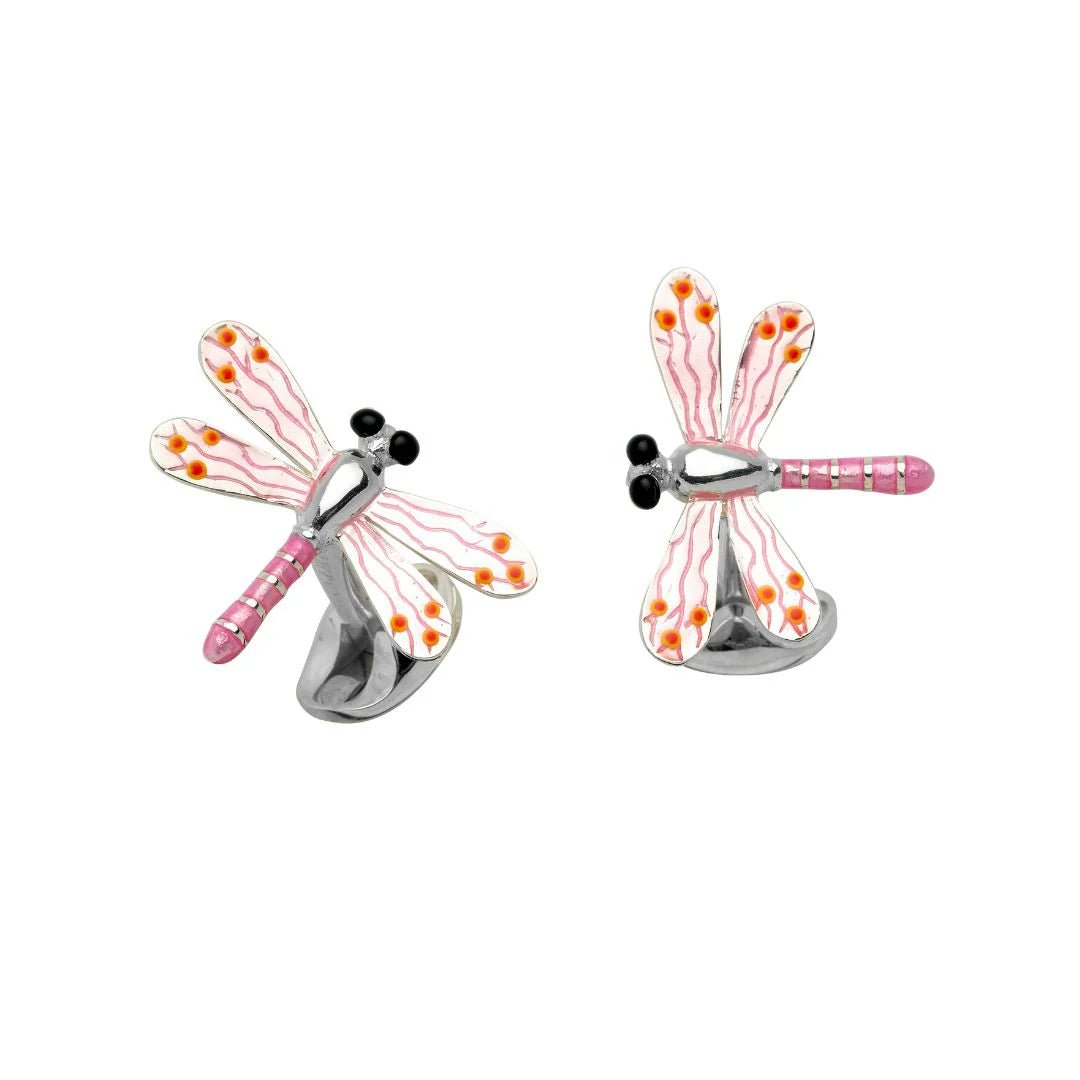 Sterling Silver Pink Enamel Dragonfly Cufflinks – Deakin & Francis - EB London