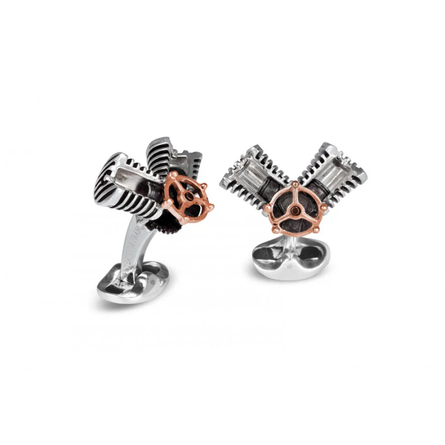 Sterling Silver Piston & Rose Gold Cufflinks – Deakin & Francis - EB London