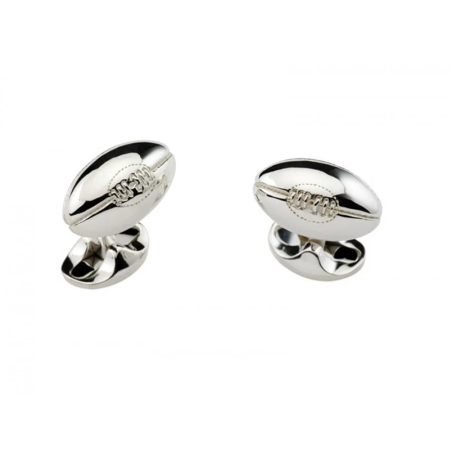 Silver Rugby Ball Cufflinks - Deakin & Francis | EB London