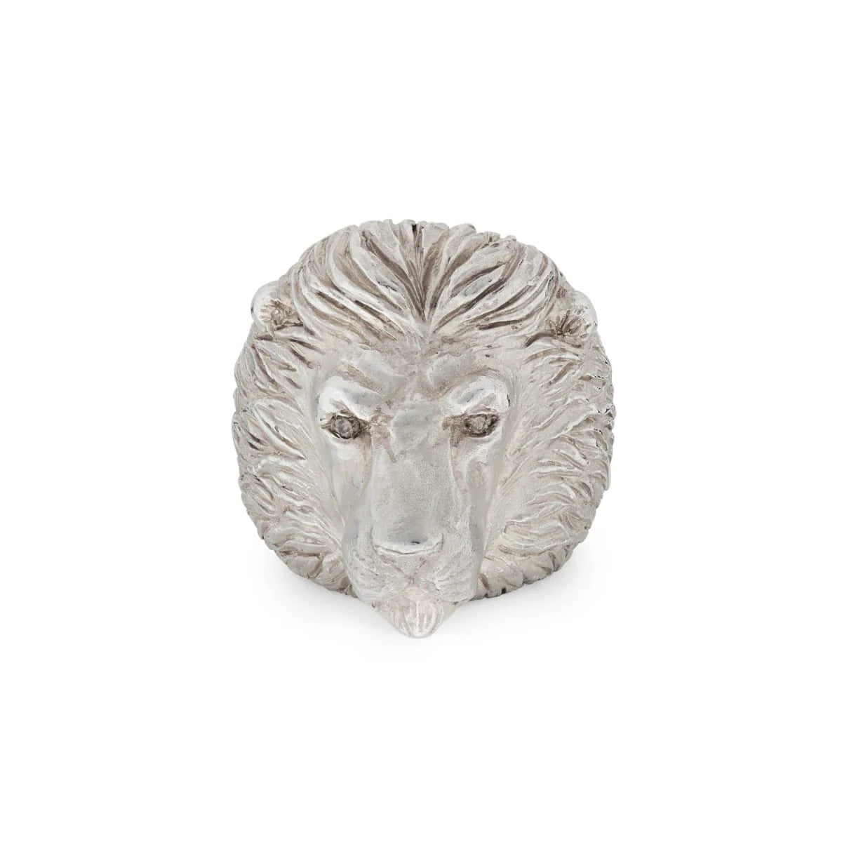 Sterling silver proud lion ring with cognac diamond eyes by Deakin & Francis at EB London