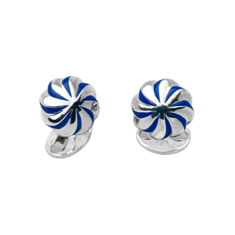 Silver Blue Enamel Pumpkin Knot Cufflinks - Deakin & Francis | EB London