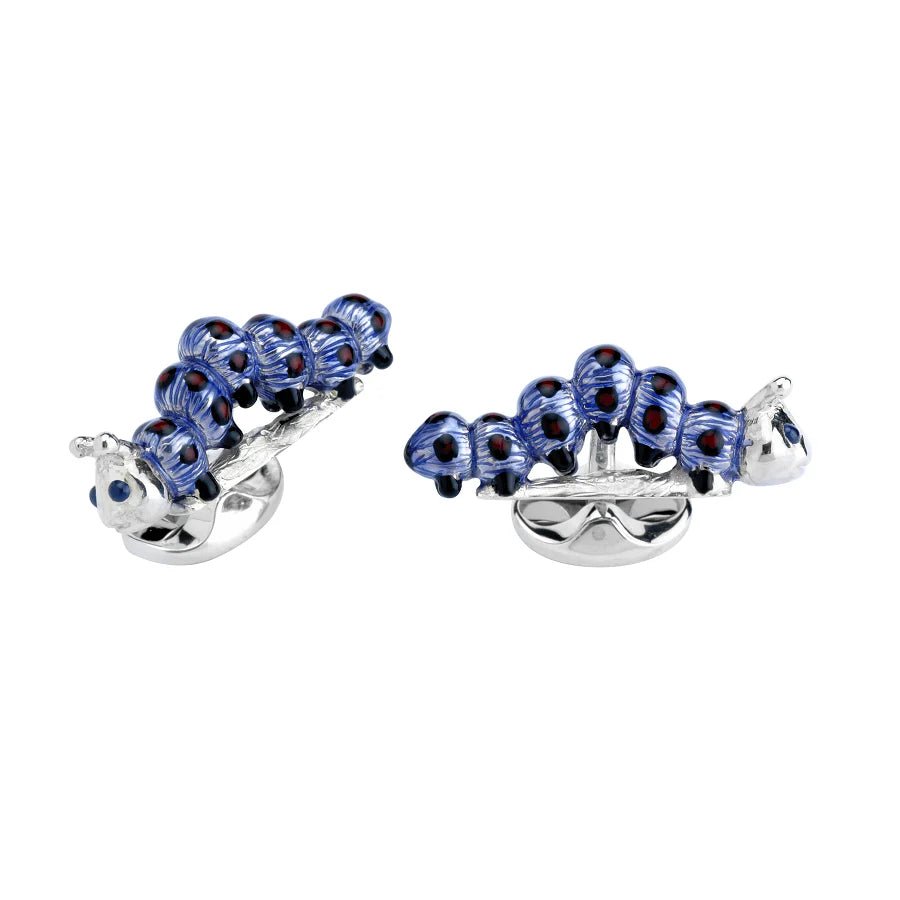 Sterling Silver Purple Caterpillar Cufflinks with Sapphire Eyes – Deakin & Francis - EB London