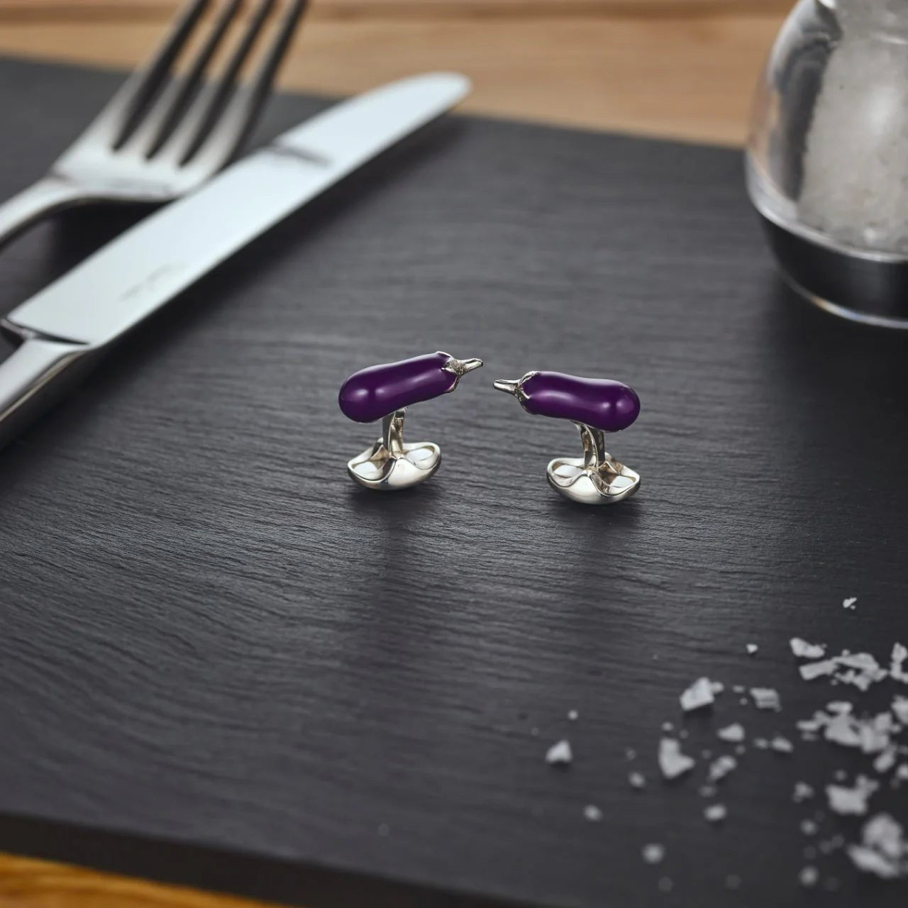 Sterling Silver Purple Enamel Aubergine Cufflinks – Deakin & Francis - EB London