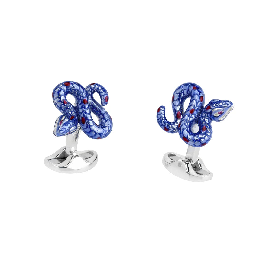 Luxury Sterling Silver Purple Snake Cufflinks - Deakin & Francis | EB London


