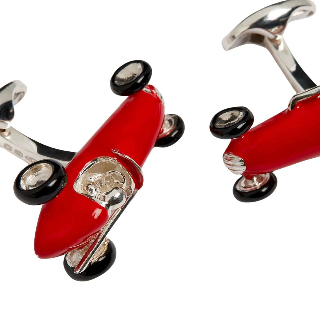 Silver Racing Car Cufflinks – Red – Deakin & Francis - EB London