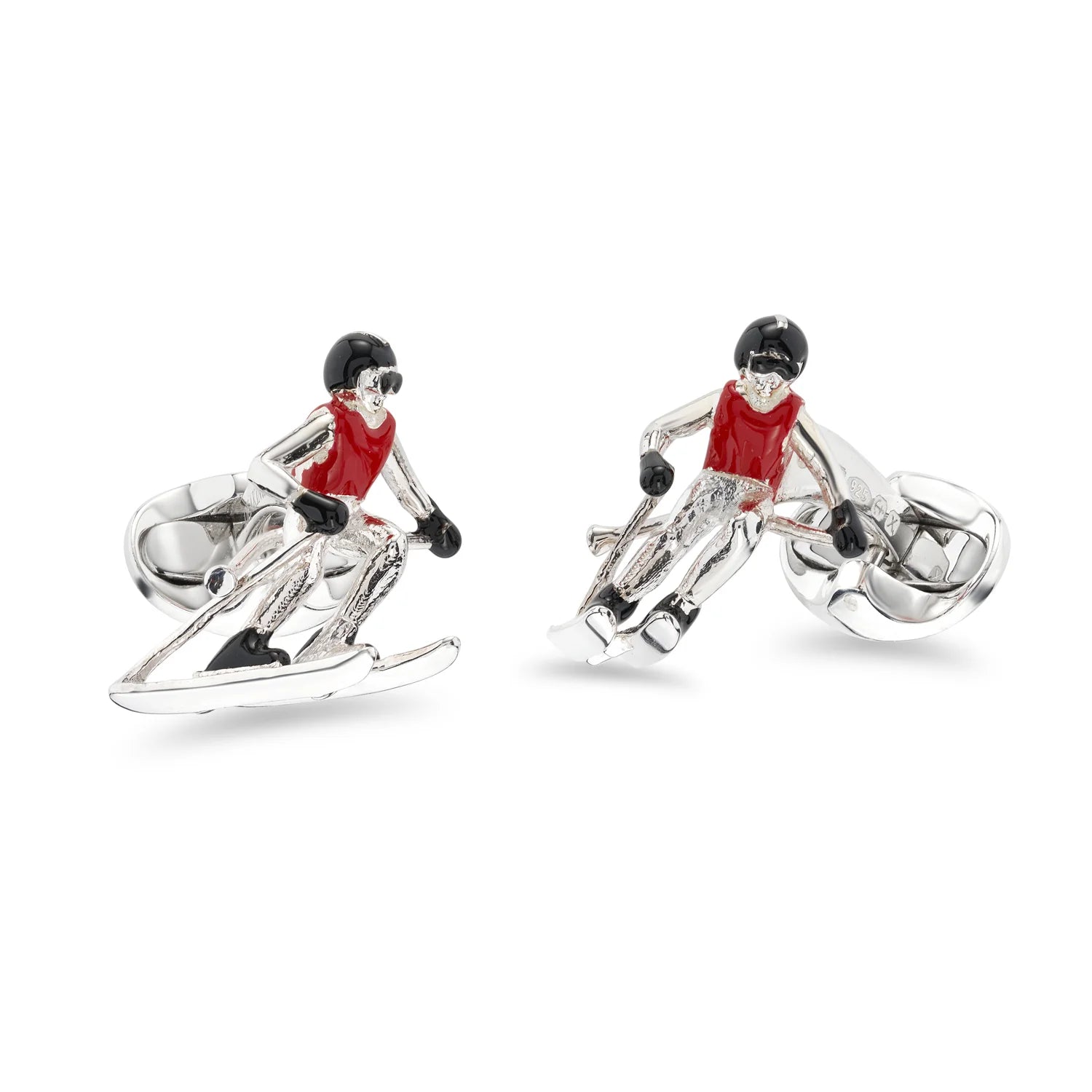 Sterling Silver Red and Black Enamel Skier Cufflinks – Deakin & Francis - EB London