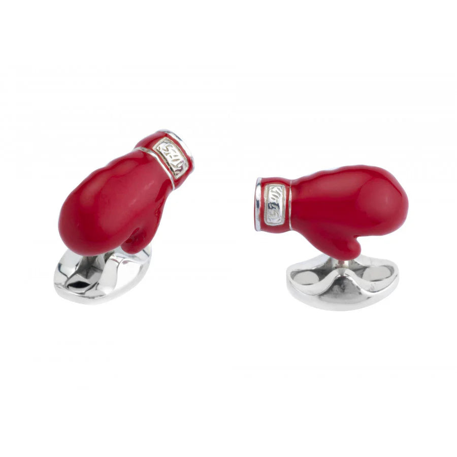 Silver Boxing Glove Cufflinks with Red Enamel - Deakin & Francis | EB London