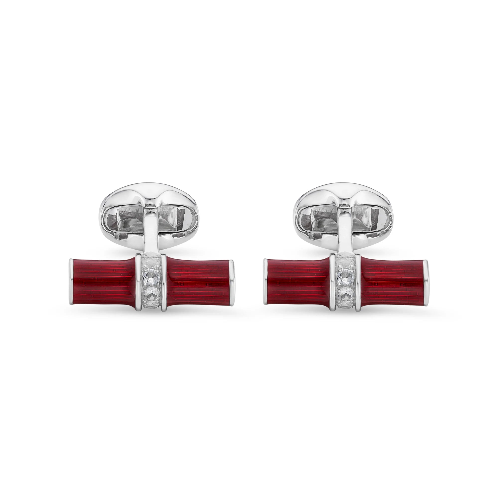 Sterling Silver Red Enamel Bar Cufflink with Sparkling Spinel – Deakin & Francis - EB London