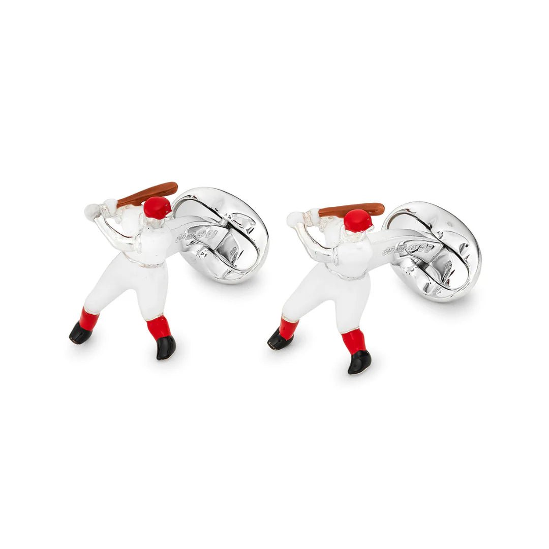 Sterling Silver Red Enamel Baseball Player Cufflinks – Deakin & Francis - EB London