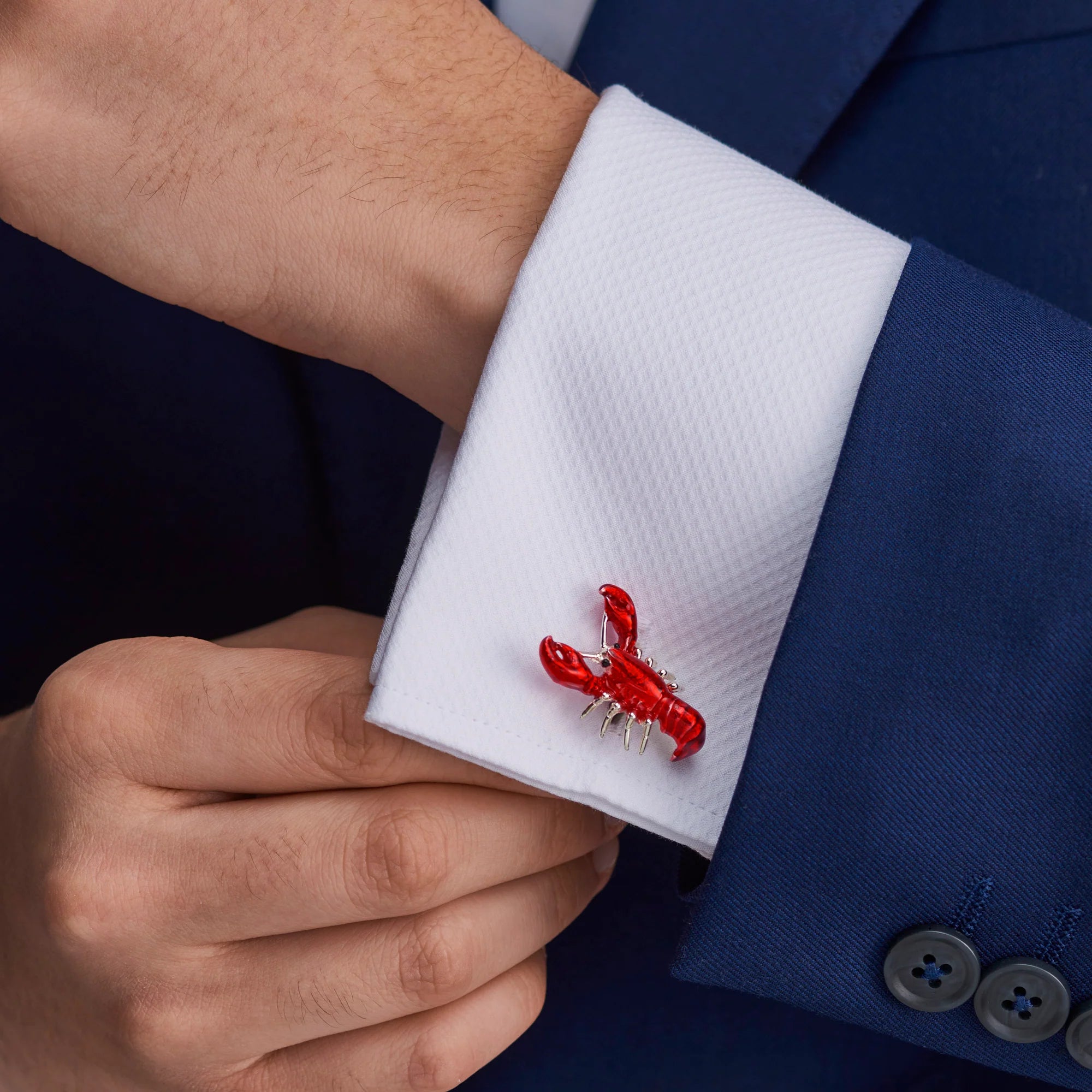 Silver Red Enamel Lobster Cufflinks – Deakin & Francis - EB London