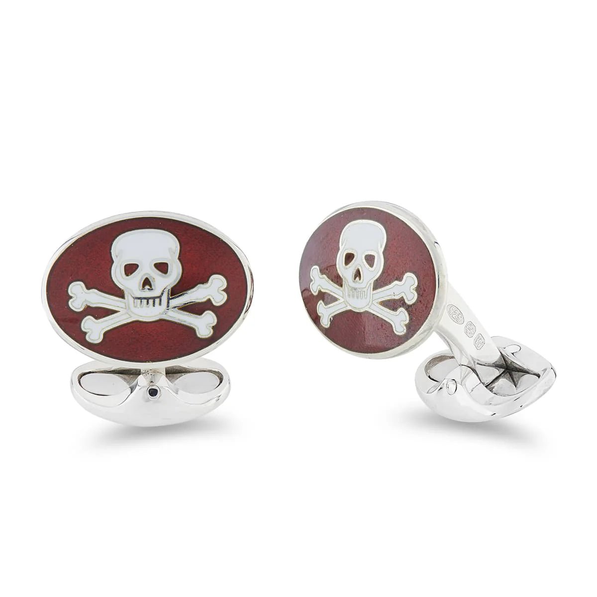 Sterling Silver Red Skull and Cross Bones Enamel Cufflinks – Deakin & Francis - EB London