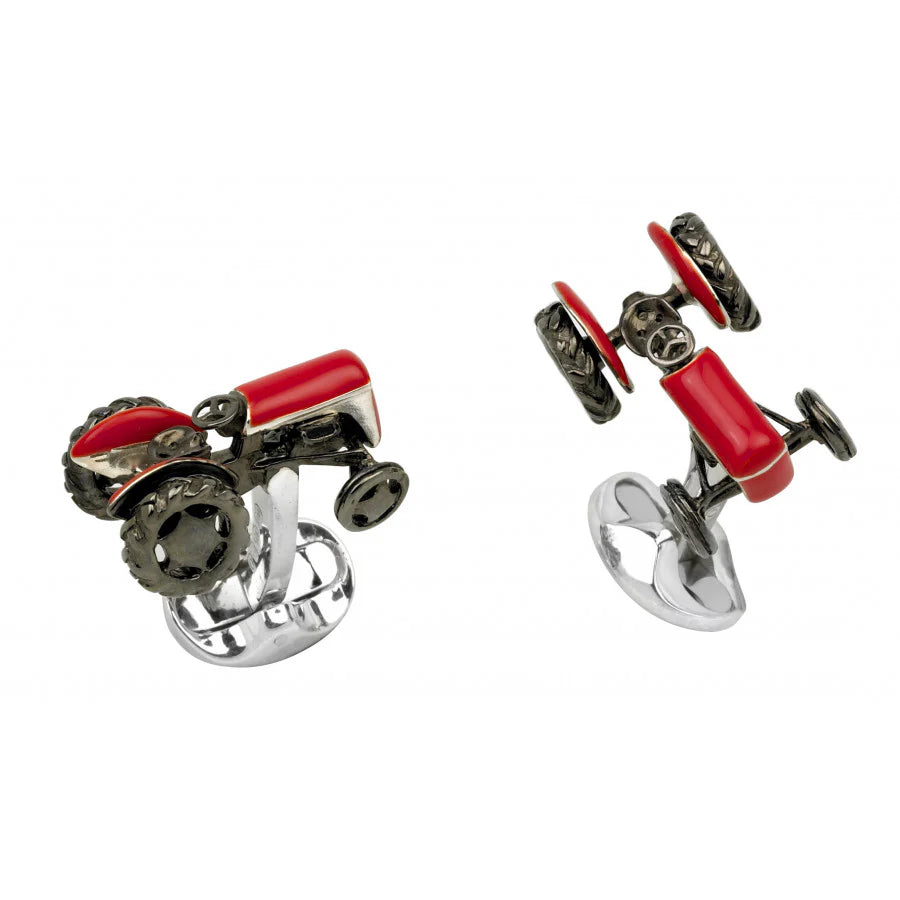 Luxury Sterling Silver Red Tractor Cufflinks - Deakin & Francis | EB London