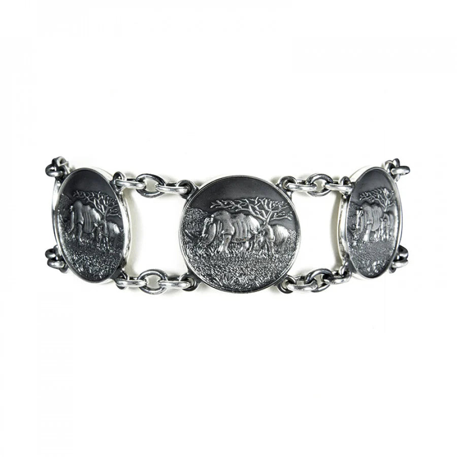 Sterling silver rhino 6 disc bracelet from Ithuba Collection by Deakin & Francis at EB London