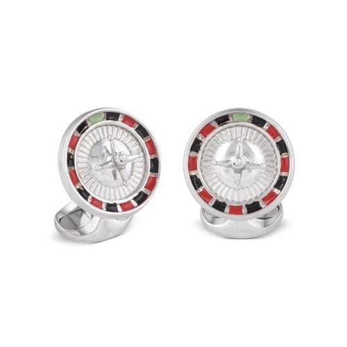 Sterling Silver Roulette Wheel Cufflinks with Rotating Wheel – Deakin & Francis - EB London