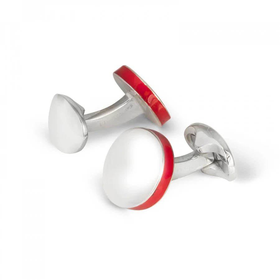 Sterling Silver Round Cufflinks with Red Enamel Edge – Deakin & Francis - EB London