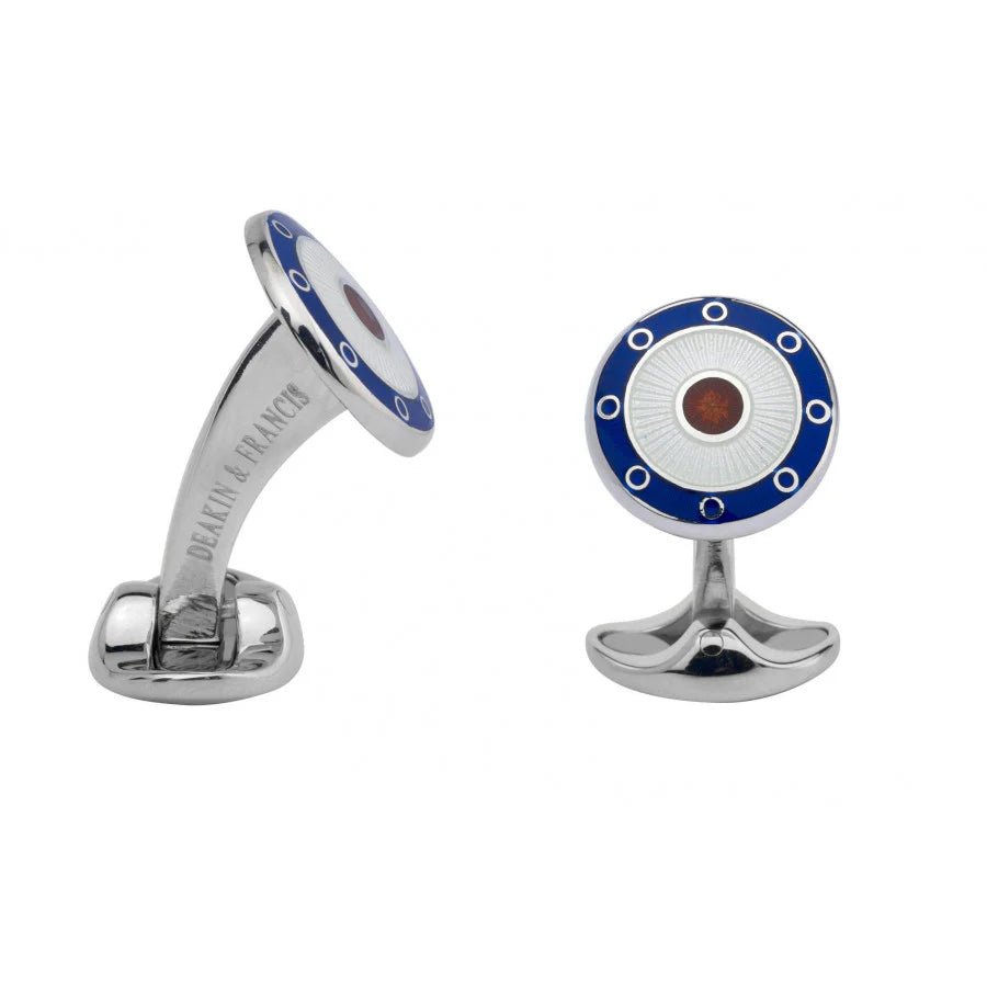 Sterling Silver Round Navy Blue Clear and Red Enamel Cufflinks – Deakin & Francis - EB London