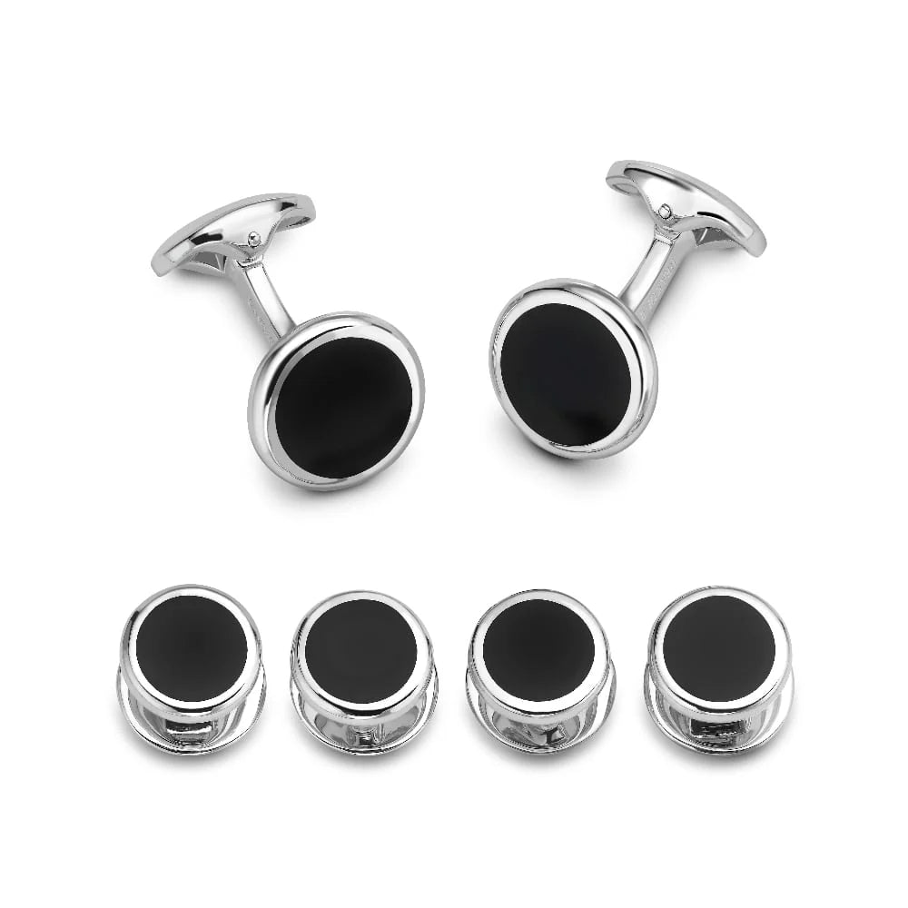 Sterling silver round onyx dress set by Deakin & Francis at EB London