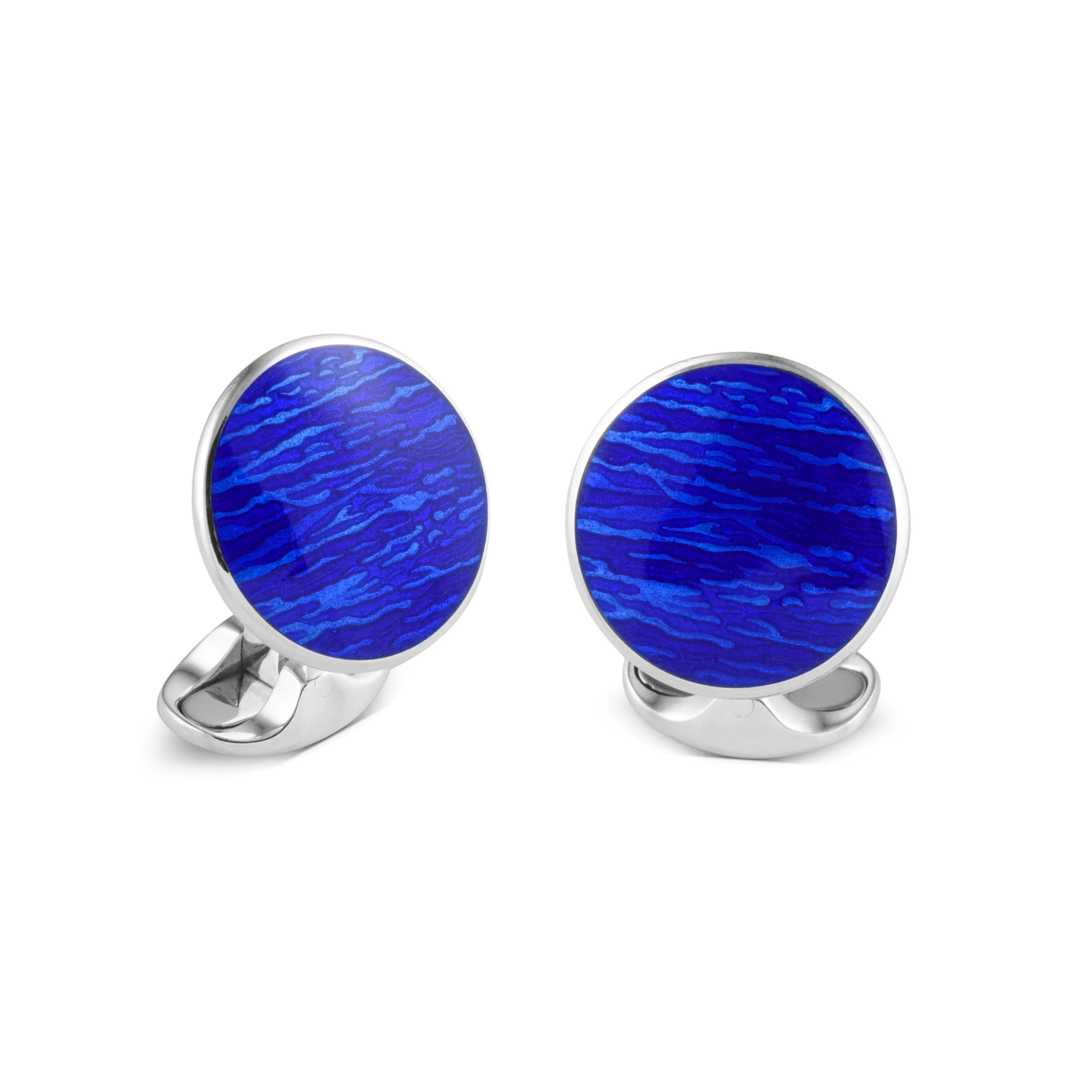 Silver Royal Blue Enamel Cufflinks from Ocean Haze Collection - Deakin & Francis | EB London