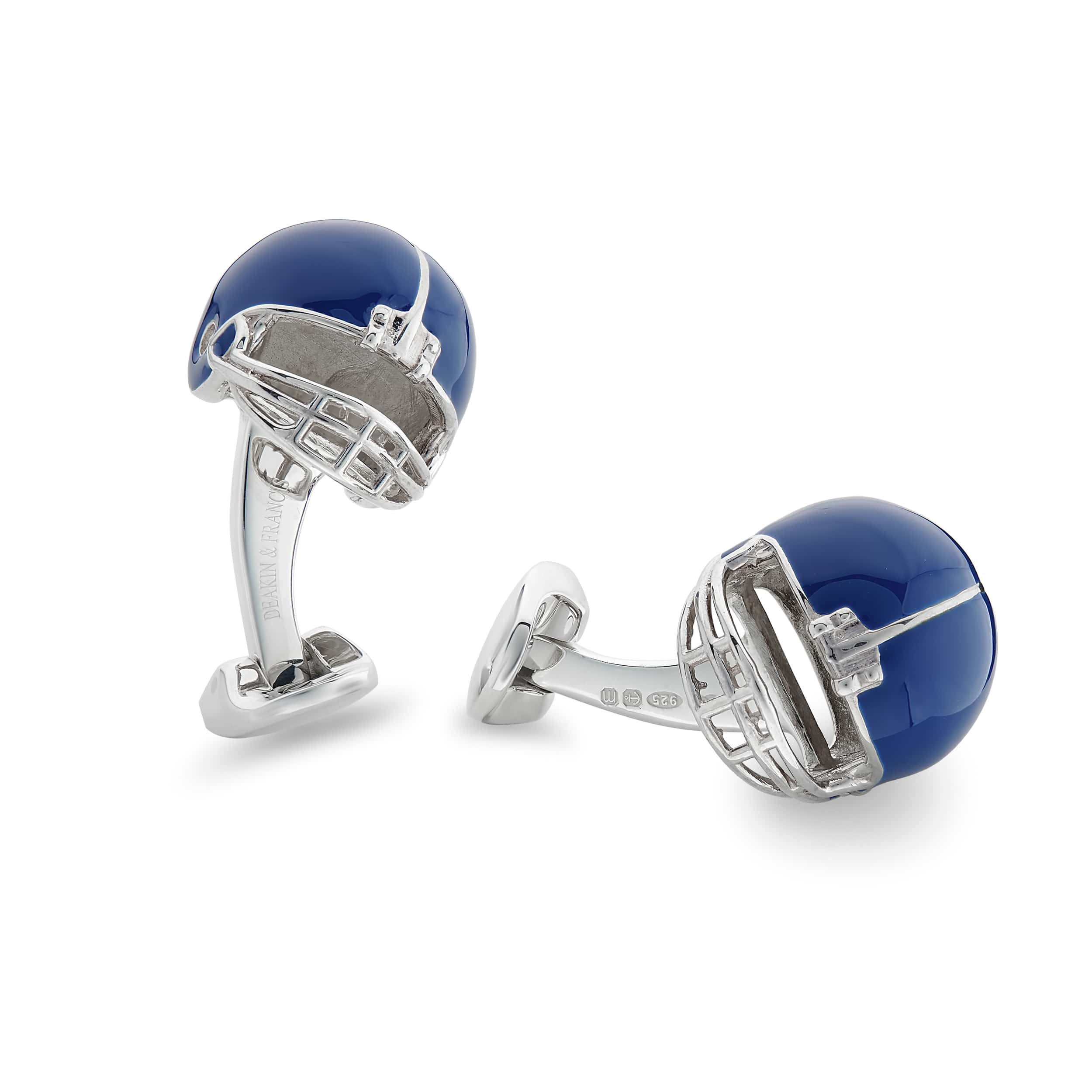 Silver Royal Blue American Football Helmet Cufflinks - Deakin & Francis | EB London