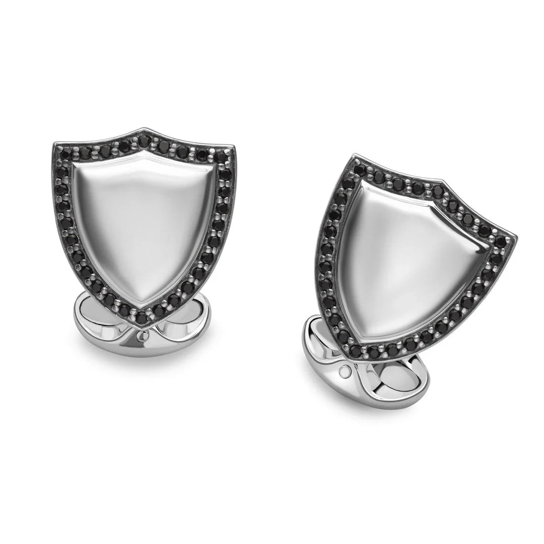 Sterling Silver Shield Cufflinks with Black Spinel Border – Deakin & Francis - EB London