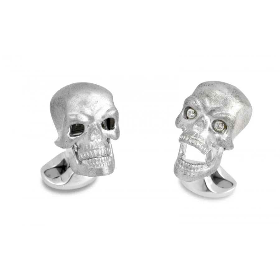 Sterling Silver Skull Cufflinks with Diamond Eyes – Deakin & Francis - EB London