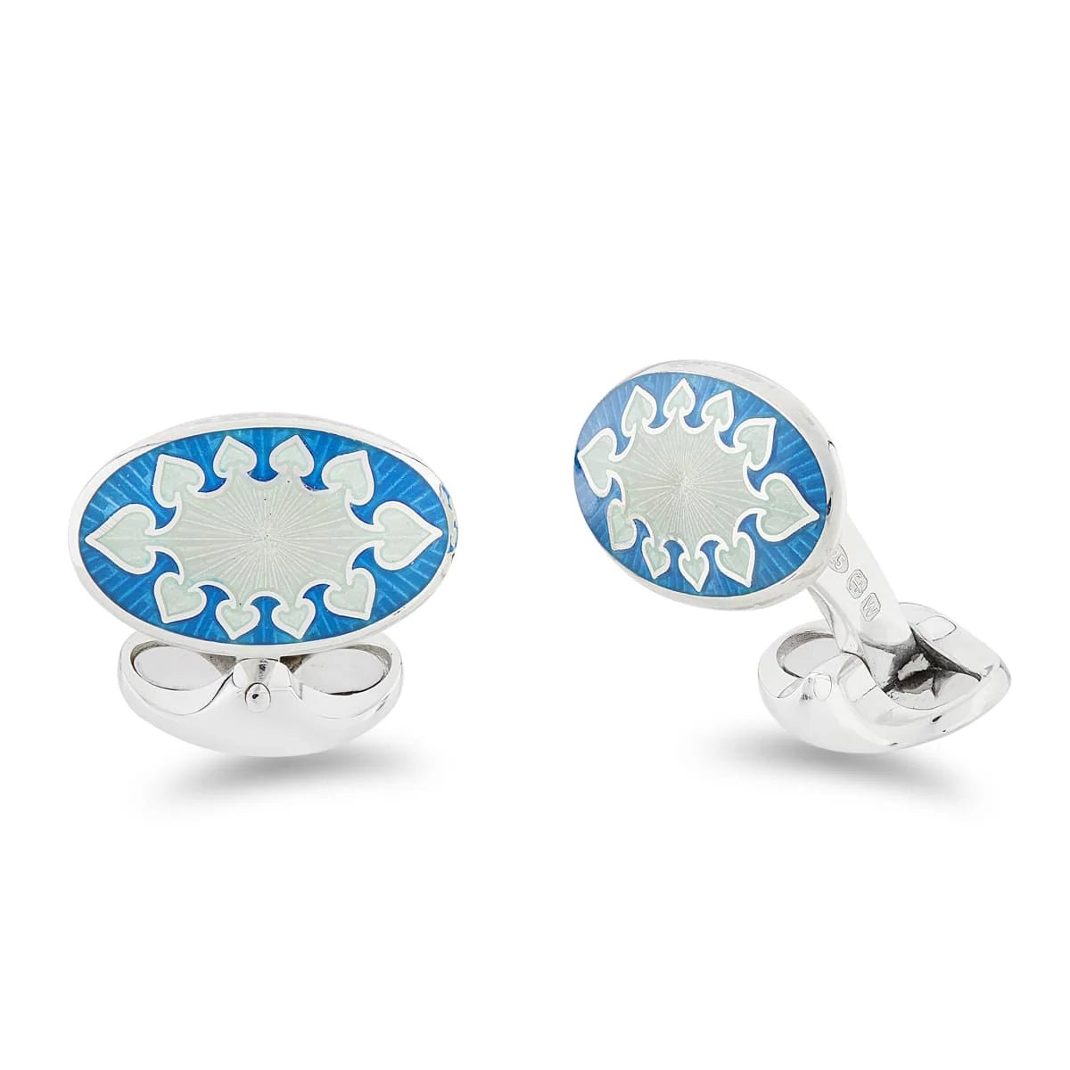 Sterling Silver Sky Blue And Clear Fancy Design Cufflinks – Deakin & Francis - EB London