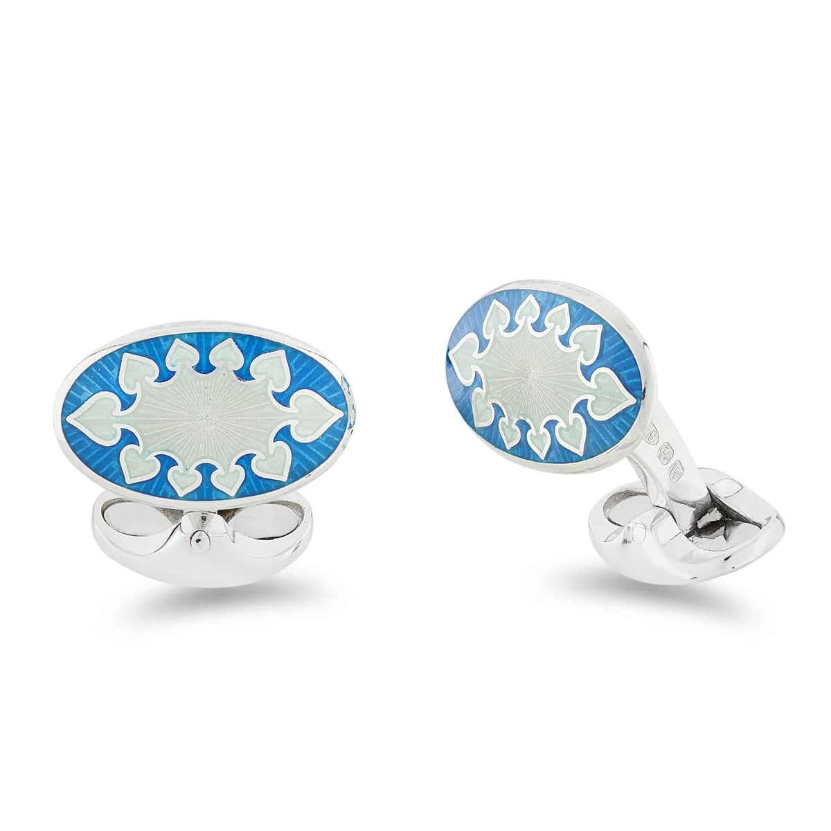 Luxury Sterling Silver Sky Blue And Clear Fancy Design Cufflinks - Deakin & Francis | EB London